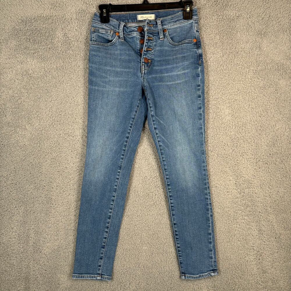 Madewell Jeans Women 25 Blue Mid Rise Skinny Crop Button Fly Light Wash AJ173